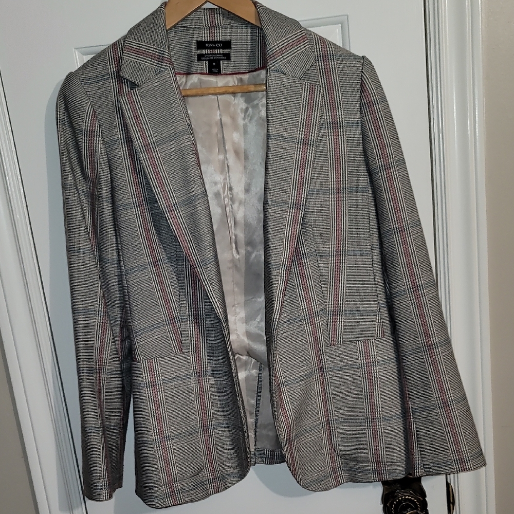 RW&CO. Black and Cream Checkered Blazer